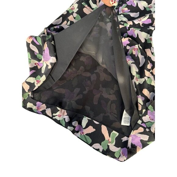 Equipment Femme Woman’s Sz 2 Danette Black Lavender Floral Silk Dress - Picture 10 of 13
